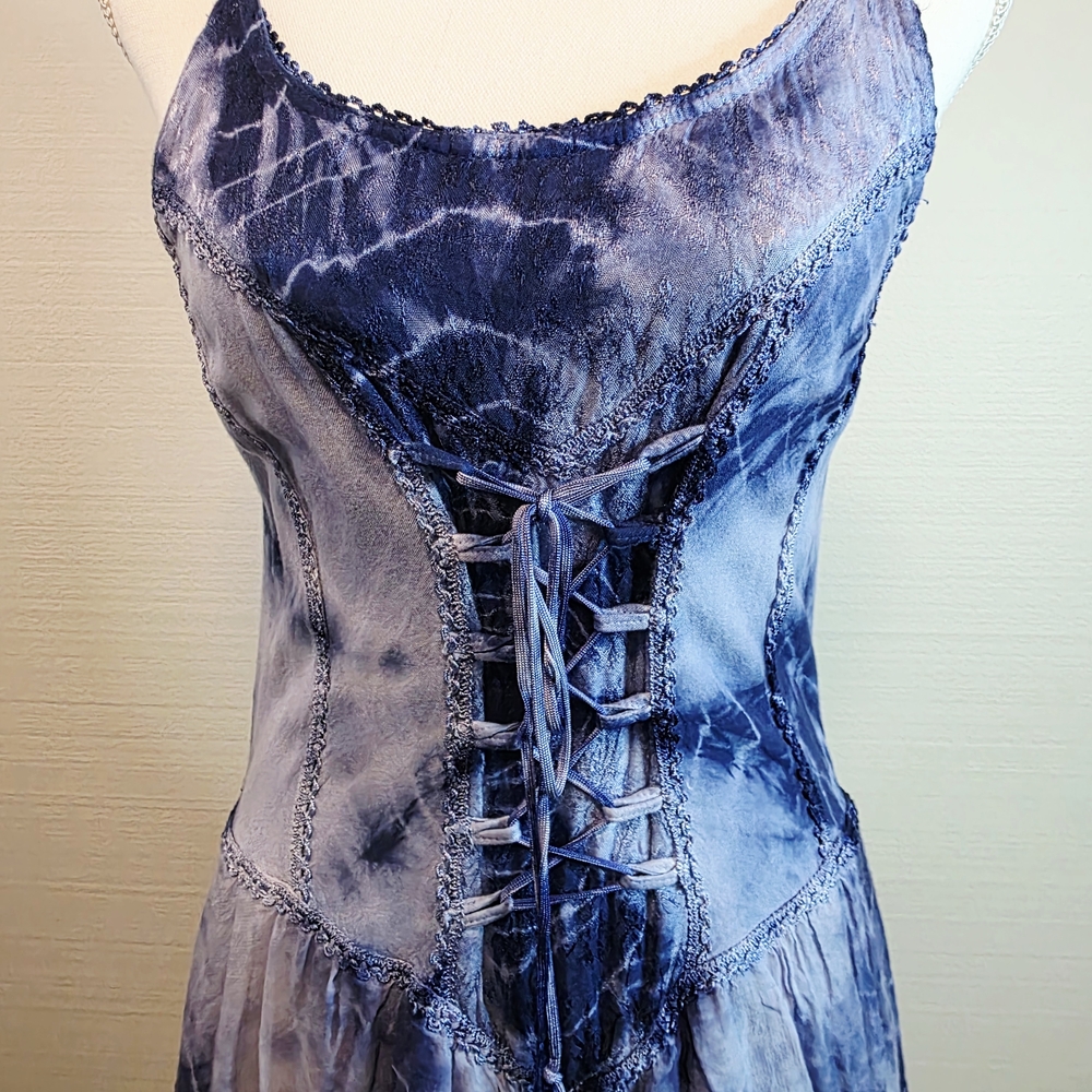 EUC- NEVER WORN! Blue Tie-Dye Spaghetti Strap Dress By Wevez - Picture 3 of 9